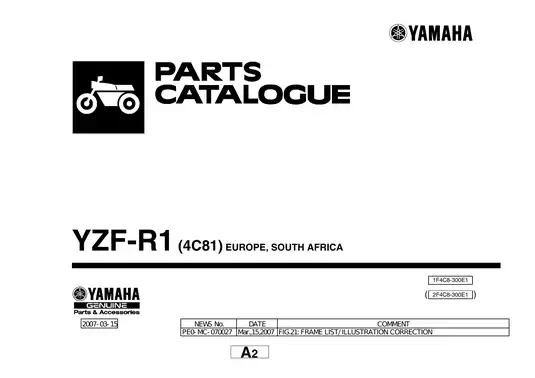 2007-2008 Yamaha YZF-R1 service manual/parts catalog Preview image 1