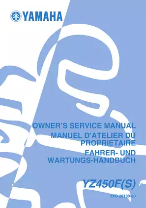 Yamaha YZ450F(S) Owner's Service Manual 2003 - Essential Maintenance and Repair Guide