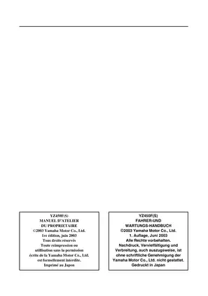 Yamaha YZ450F(S) Owner's Service Manual 2003 - Essential Maintenance and Repair Guide Preview image 3