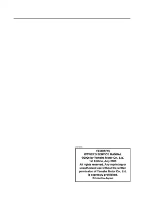 2006 Yamaha YZ450F Service Manual - Detailed Repair and Maintenance Guide Preview image 2