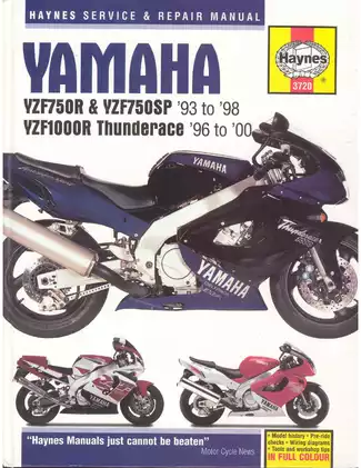 1993-1998 Yamaha YZF750R, YZF50SP, YZF1000 Thunderace service repair manual Preview image 1