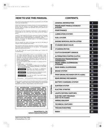 2000-2003 Honda TRX350, TRX 350TM, TRX 350TE, TRX 350FM, TRX 350FE Rancher service repair manual Preview image 3