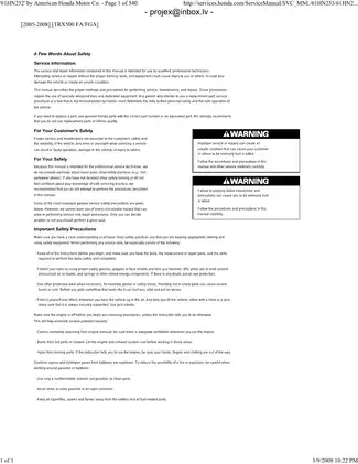 Honda TRX500 FA/FGA (2005-2008) Complete Service Manual