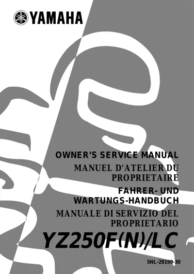 Preview: Yamaha YZ250F(N)/LC Owner's Service Manual, 2000 (P/N 5NL-28199-30)