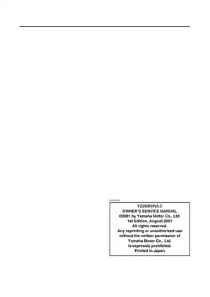 Yamaha YZ250F(P)/LC Owner’s Service Manual (2001 Edition) Preview image 2
