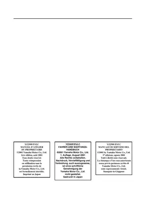 Yamaha YZ250F(P)/LC Owner’s Service Manual (2001 Edition) Preview image 3