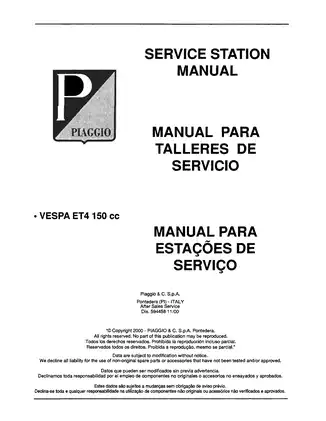 Comprehensive Service Manual for Vespa ET4 150 cc - Essential Workshop Guide