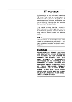 Yamaha YZ250 Owner’s Service Manual (2004 Edition) Preview image 4