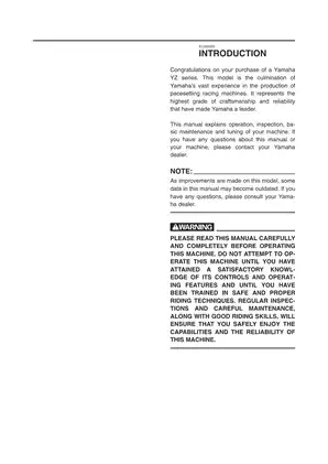 Yamaha YZ125 Owner's Service Manual (2002) Preview image 4
