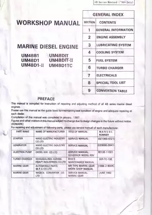 Isuzu Marine Diesel Engine UM4B Series Workshop Manual (1987 Edition) Preview image 4