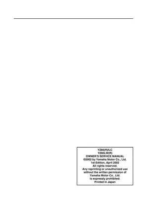 2003 Yamaha YZ85/LC, YZ85LW owner´s service manual Preview image 2