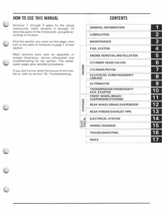 Comprehensive Honda Motorcycle Service Manual (1986 Model) Preview image 2