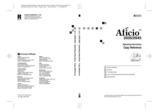 Ricoh Aficio 2035, 2045, 2035e, 2045e service repair manual Preview image 1