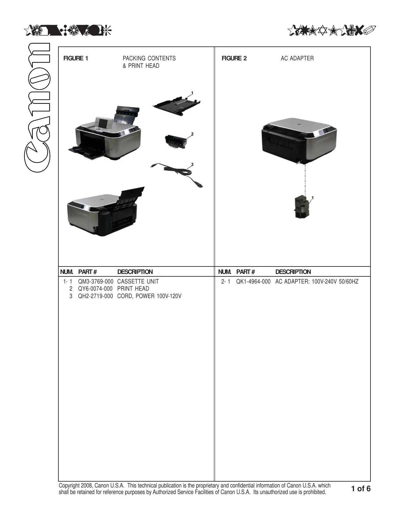 Canon Pixma MP980 multifunction inkjet printer service guide + parts catalog Preview image 2