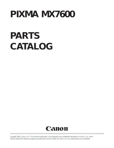Preview: Canon PIXMA MX7600 Service Manual (P/N PTP123)