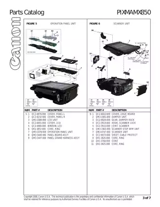 Canon Pixma MX850 all-in-one inkjet printer parts catalog Preview image 4