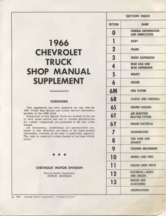 1966 Chevrolet Truck Shop Manual Supplement - Complete Service Guide Preview image 2