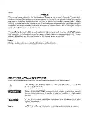 Yamaha YW50AP Scooter Service Manual (2001 Edition) Preview image 3
