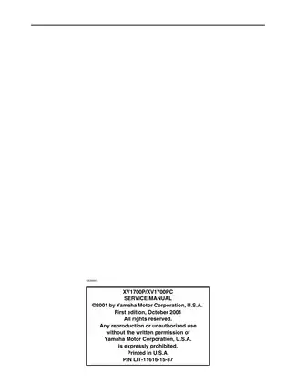 Yamaha XV1700P/XV1700PC Service Manual (2001 Edition) - Comprehensive Guide for Mechanics Preview image 2