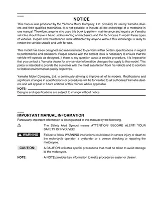 Yamaha XV1700P/XV1700PC Service Manual (2001 Edition) - Comprehensive Guide for Mechanics Preview image 3