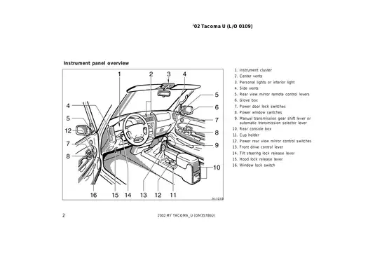 2002 Toyota Tacoma owners manual Preview image 2