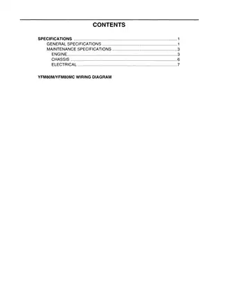 Yamaha YFM80M/YFM80MC Service Manual & Maintenance Guide Preview image 5