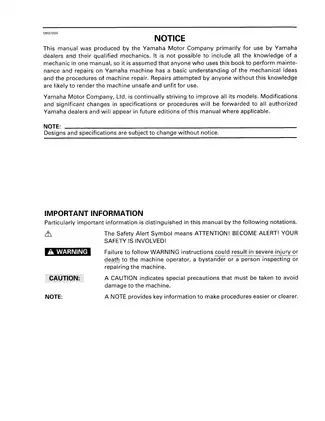 Yamaha YFM400FWAM/YFM400FWAMC Service Manual (1999 Edition) Preview image 4