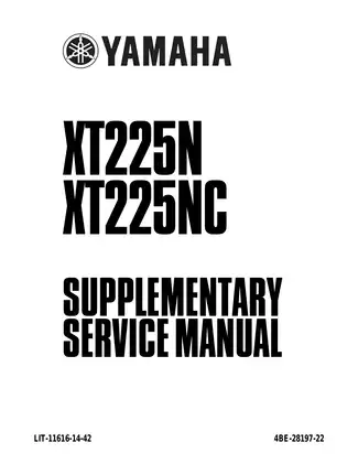 Yamaha XT225N Supplementary Service Manual - Complete Guide for Maintenance and Repair image