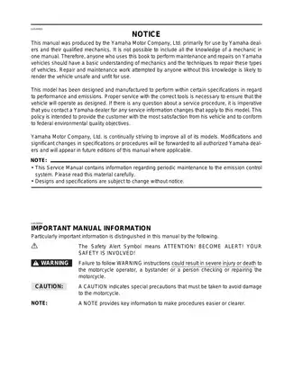 Yamaha XT225N Supplementary Service Manual - Complete Guide for Maintenance and Repair Preview image 3