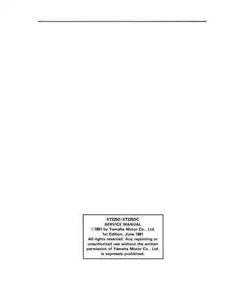 Yamaha XT225 Service Manual - Comprehensive Guide for Maintenance and Repair Preview image 2