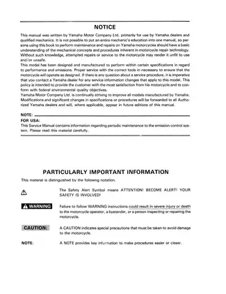 Yamaha XT225 Service Manual - Comprehensive Guide for Maintenance and Repair Preview image 3