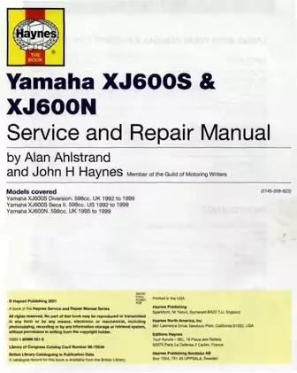 1992-1999 Yamaha XJ600S Diversion Seca II service & repair manual Preview image 2