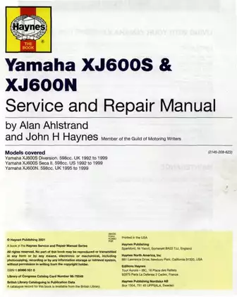 Yamaha XJ600S & XJ600N Service and Repair Manual (1992-1999) Preview image 2