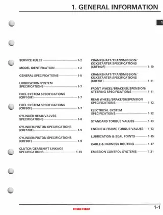 2004-2012 Honda CRF80F, CRF100F service manual Preview image 5