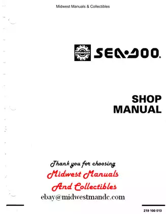 Bombardier SP 5873 SPI 5875 SPX 5874 GTS 5815 GTX 5863 XP 5857 Sea-Doo shop manual Preview image 2