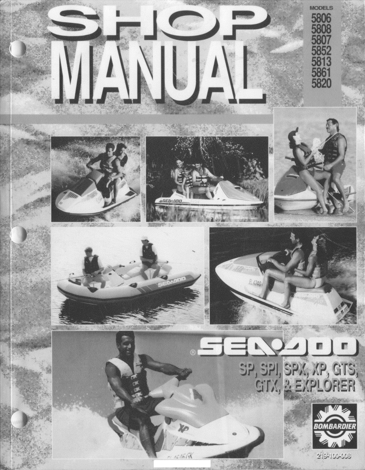 1993 Bombardier SP, SPI, SPX, XP, GTS, GTX, Explorer Sea-Doo shop manual Preview image 1