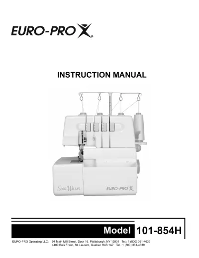 Preview: 2005 Euro-Pro SeamWeaver 101-854H & 101-548 Serger Manual (Edition 10/05)