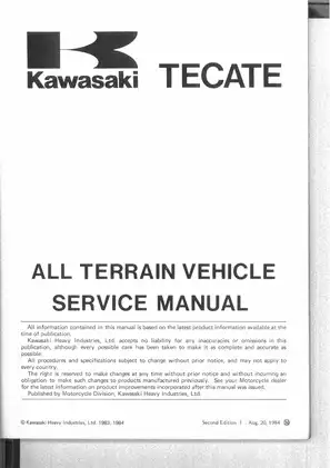 1984-1986 Kawasaki Tecate KXT250 service manual