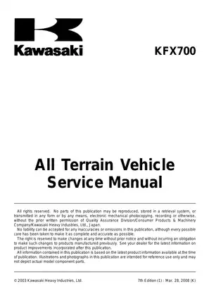Kawasaki KFX700 ATV Service Manual - Comprehensive Repair and Maintenance Guide (2003) Preview image 5