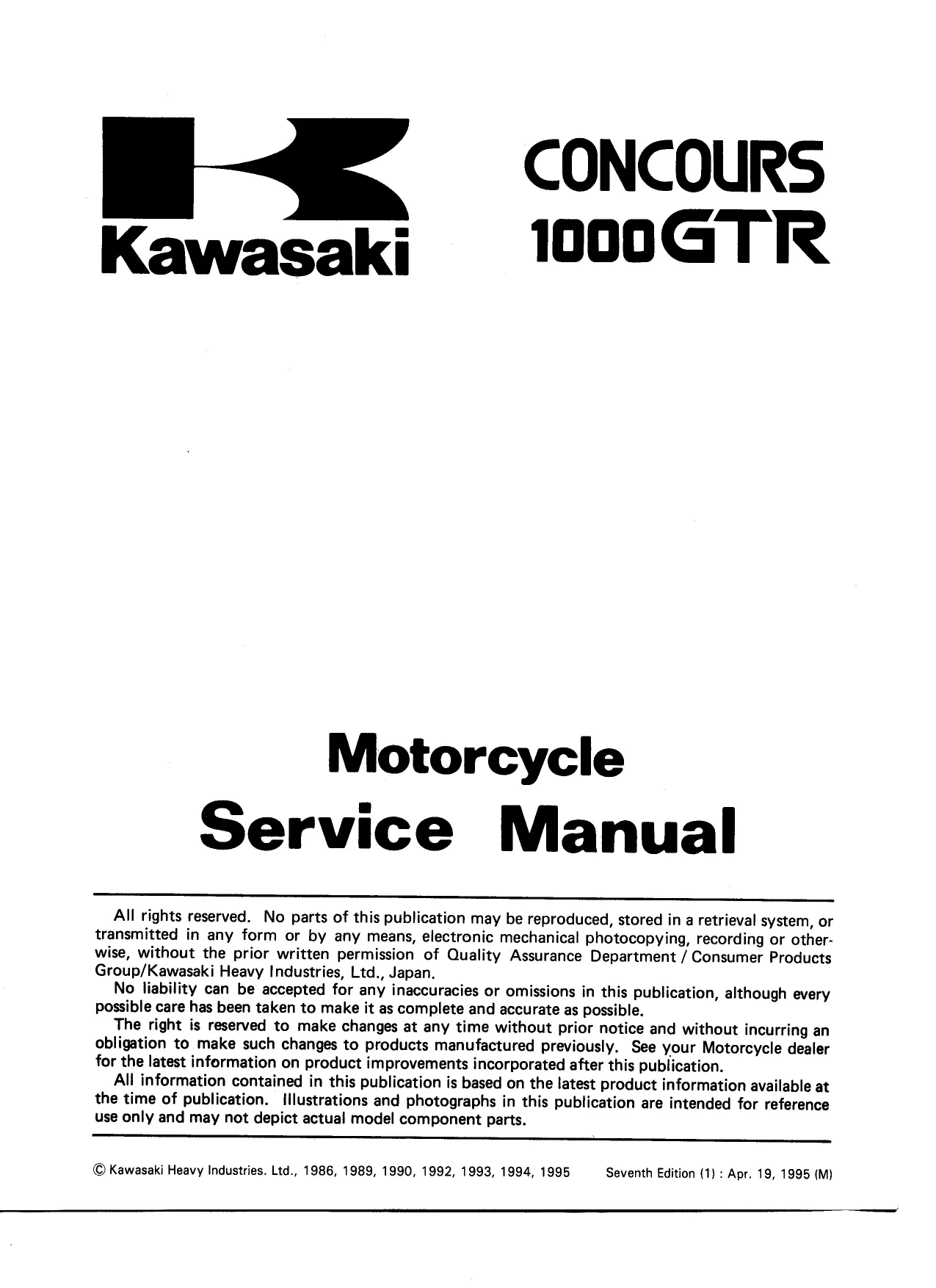 1986-2006 Kawasaki Concours 1000 GTR, ZG 1000, GTR 1000 repair manual Preview image 2