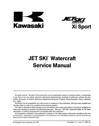 1998-1999 Kawasaki Jet Ski Xi Sport JH750 service manual Preview image 5