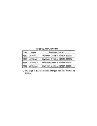 1992-1995 Kawasaki Jet Ski 750SX, SXi, JS 750 service manual Preview image 2