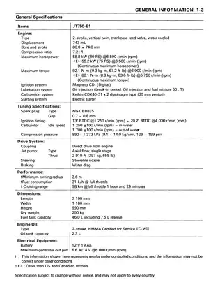 1994-1995 Kawasaki ST, STS, JT750 Jet Ski service manual Preview image 5