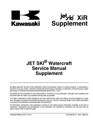1994 Kawasaki XiR, Xi-R, JH750, 750 Jet Ski service manual Preview image 3