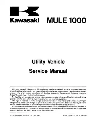 Kawasaki KAF 450, Mule 1000 service manual Preview image 3