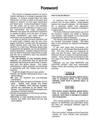 Kawasaki KAF 450, Mule 1000 service manual Preview image 5