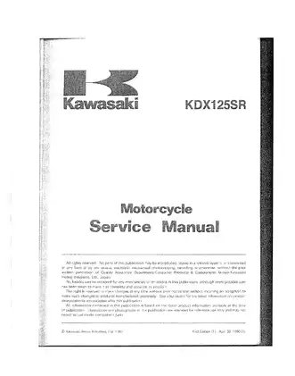 1990 Kawasaki KDX125SR service manual Preview image 3