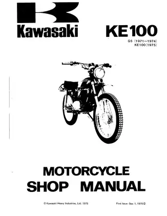 1971-1975 Kawasaki KE100 G5 shop manual Preview image 4
