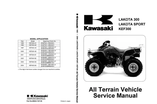1995-2004 Kawasaki  Lakota 300, Lakota Sport, KEF300 ATV repair manual