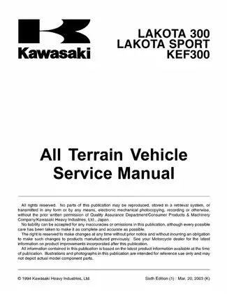 1995-2004 Kawasaki  Lakota 300, Lakota Sport, KEF300 ATV repair manual Preview image 3